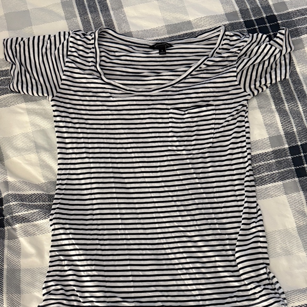 Banana Republic Black and White Striped Tee